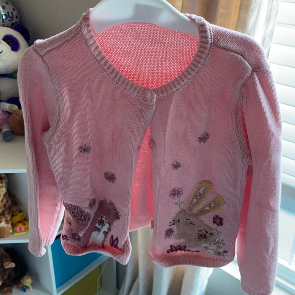 Next UK 100% cotton knit cardigan toddler girl blush pink 18m